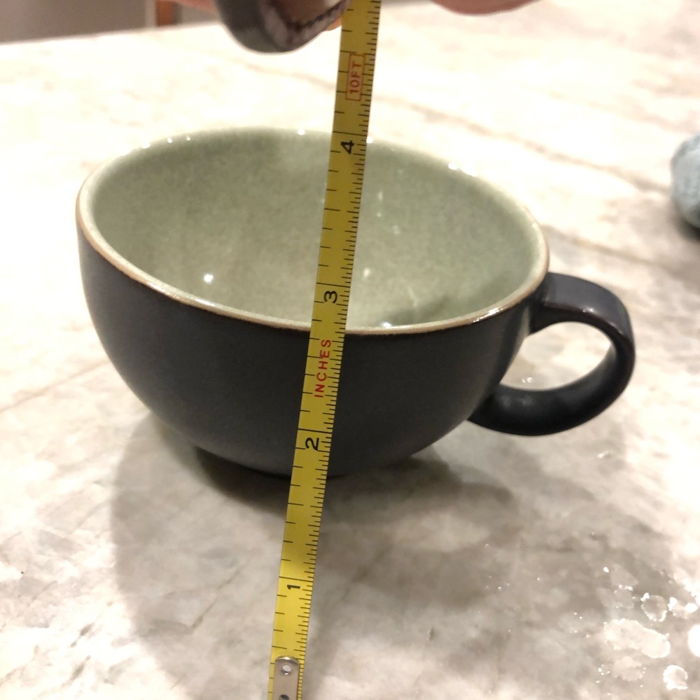 Denby Stoneware of England, Teacup and Saucer. Style: Energy in blue/green/cream
